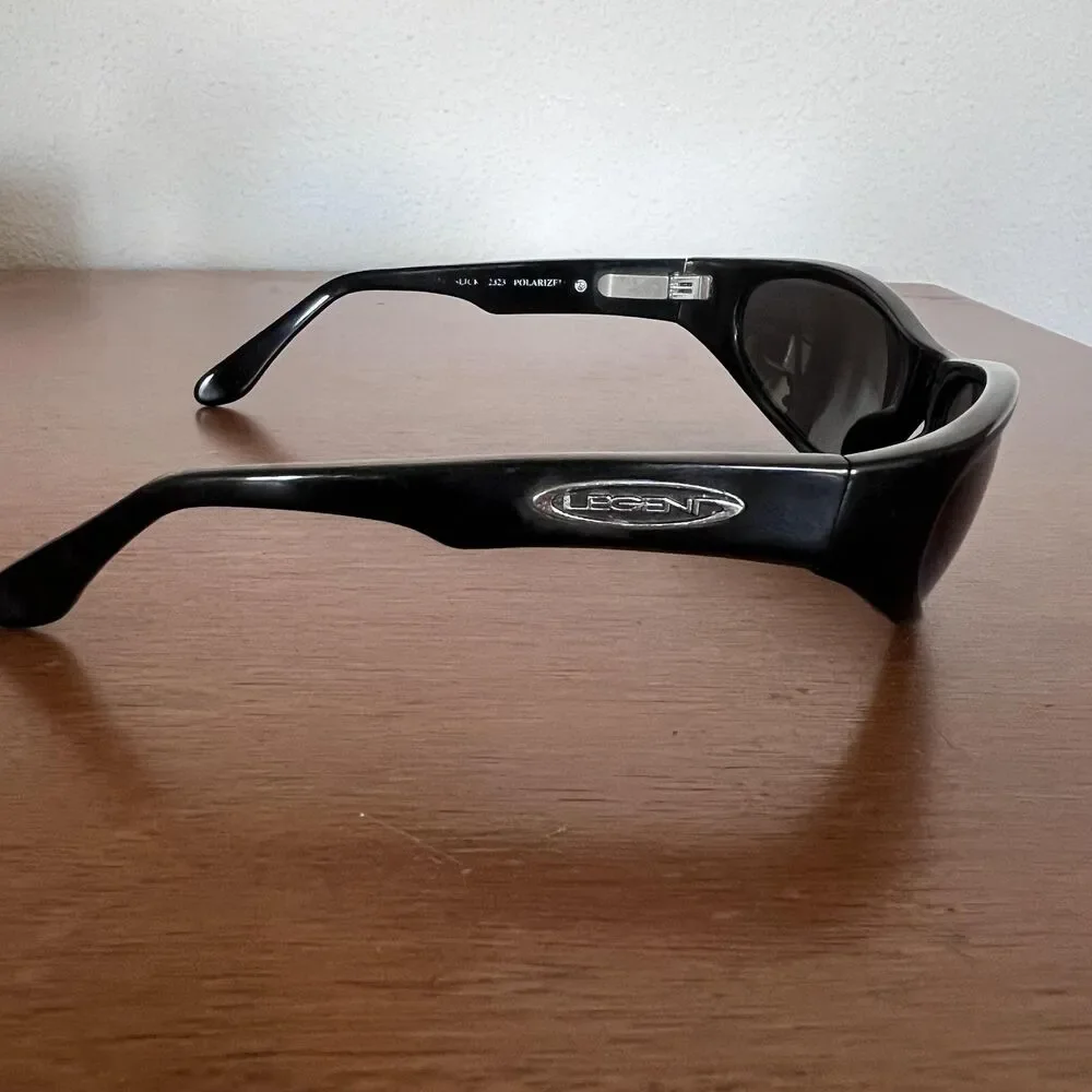 Legend Slick 2323 Polarized Sunglasses Men Sport Wrap Black Shades Made in Japan